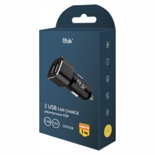 Автомобильное зарядное устройство с портом 2,4А USBx2 Черный